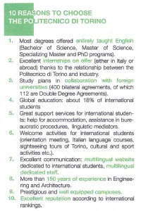 Ten Reasons To Choose The Politecnico Di Torino